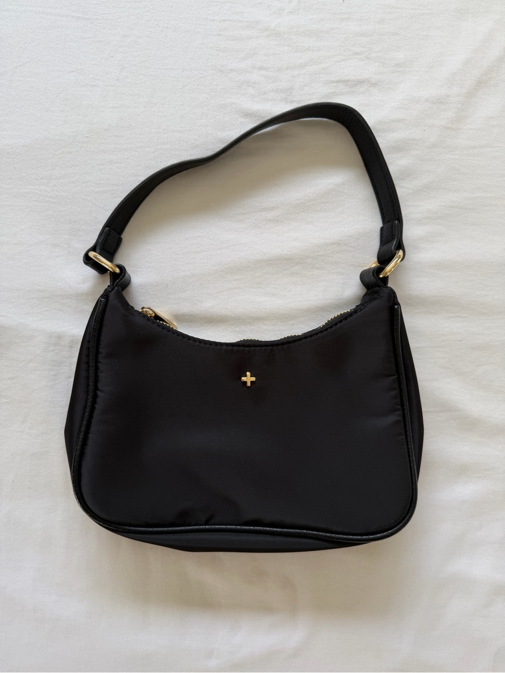 Peta + Jain Black Shoulder Bag with Gold Accent